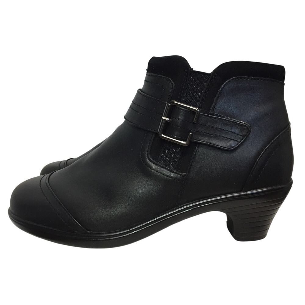 Orthofeet Bioheels Emma Black Leather Ankle Boots 8.5D Arch Support Orthopedic